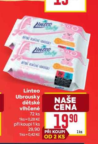 Linteo Ubrousky dětské vlhčené 72 ks