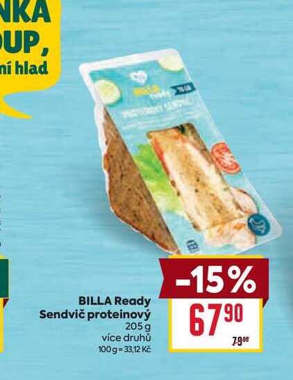 BILLA Ready Sendvič proteinový 205 g
