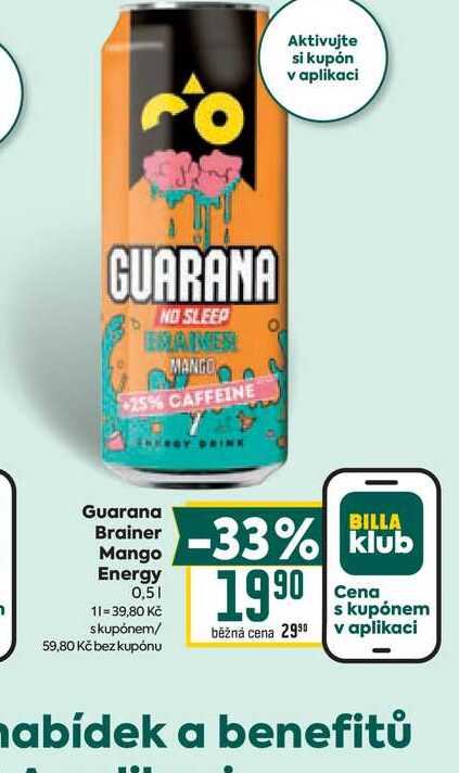 Guarana Brainer Mango Energy 0,5l