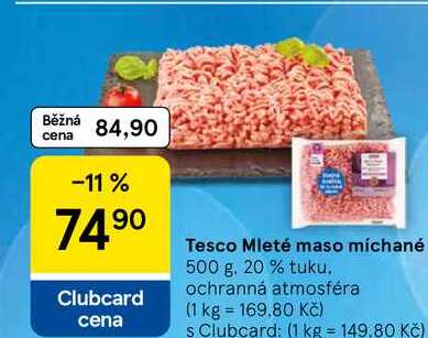 Tesco Mleté maso míchané, 500 g. 20 % tuku 