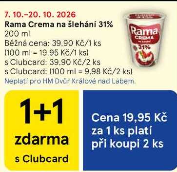 Rama Crema na šlehání 31%, 200 ml   v akci