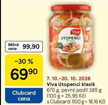 Viva Utopenci klasik, 670 g. pevný podíl 385 g 