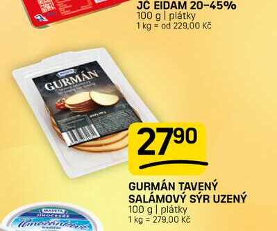 GURMÁN TAVENÝ SALÁMOVÝ SÝR UZENÝ 100 g 