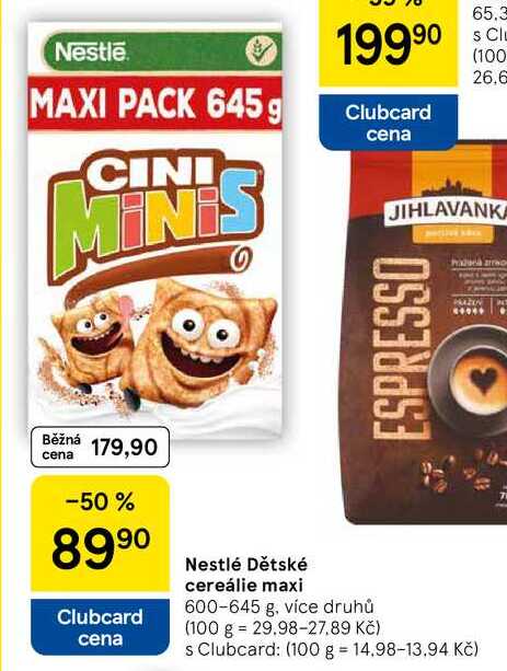 Nestlé Dětské cereálie maxi, 600-645 g, více druhů 