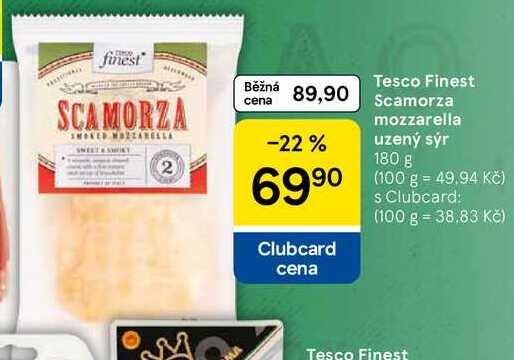 Tesco Finest Scamorza mozzarella uzený sýr, 180 g