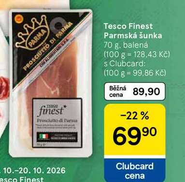 Tesco Finest Parmská šunka, 70 g