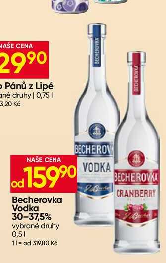 Becherovka Vodka 30-37,5% vybrané druhy 0,5l