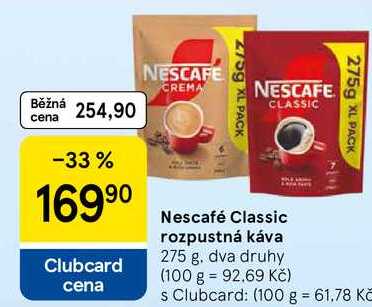 Nescafé Classic rozpustná káva, 275 g