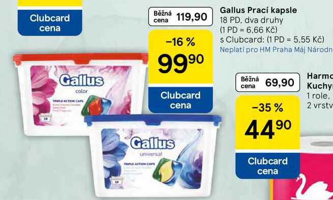 Gallus Prací kapsle, 18 PD, dva druhy