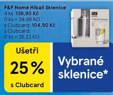 F&F Home Hiball Sklenice, 4 ks  