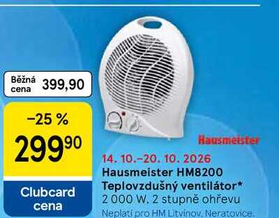 Hausmeister HM8200 Teplovzdušný ventilátor, 2000 W. 2 stupně ohřevu  
