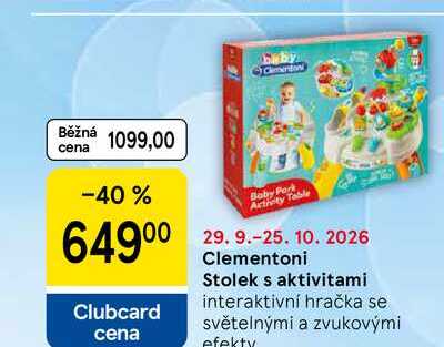 Clementoni Stolek s aktivitami interaktivní hračka se světelnými a zvukovými efekty 