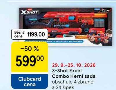 X-Shot Excel Combo Herní sada, obsahuje 4 zbraně a 24 šipek 