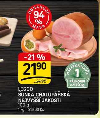 ŠUNKA CHALUPÁŘSKÁ NEJVYŠŠÍ JAKOSTI 100 g 