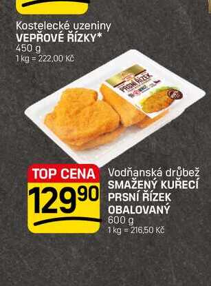 SMAŽENÝ KUŘECÍ PRSNÍ ŘÍZEK OBALOVANÝ 600 g