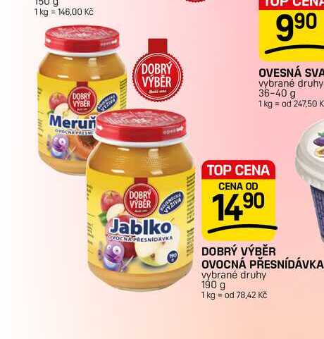 DOBRÝ VÝBĚR OVOCNÁ PŘESNÍDÁVKA vybrané druhy 190 g 