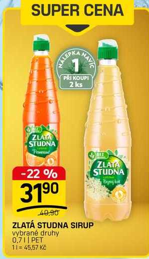 ZLATÁ STUDNA SIRUP vybrané druhy 0.71| PET
