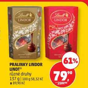 Lindt Lindor 137g, vybrané druhy