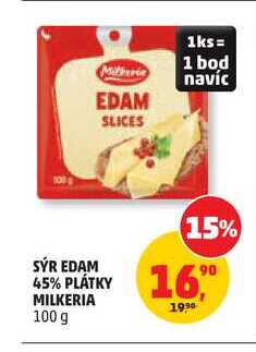MILKERIA SÝR EDAM 45% PLÁTKY 100 g