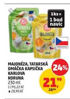 KARLOVA KORUNA MAJONÉZA, TATARSKÁ OMÁČKA KAPSIČKA 230 ml