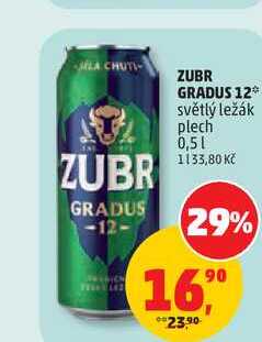 ZUBR GRADUS 12 světlý ležák plech 0,5l