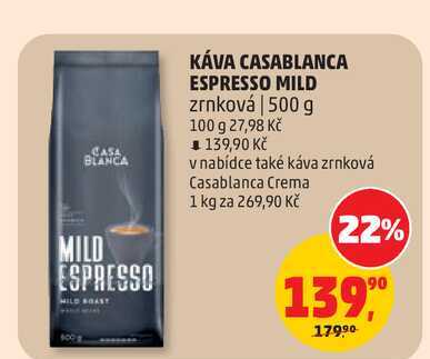 KÁVA CASABLANCA ESPRESSO MILD zrnková 500 g 