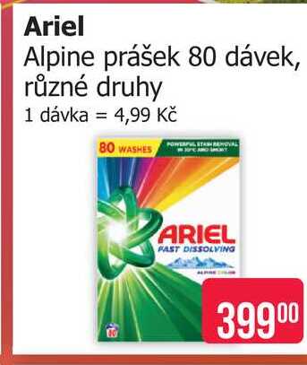 Ariel Alpine prášek 80 dávek, různé druhy