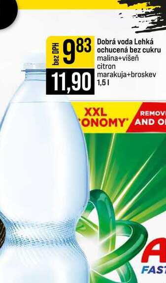 Dobrá voda Lehká ochucená bez cukru malina+višeň citron marakuja+broskev 1,5l