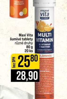 Maxi Vita šumivé tablety různé druhy 80 g 20