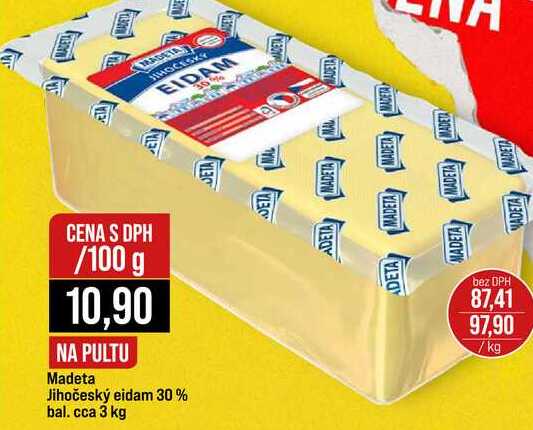 Madeta Jihočeský eidam 30% bal. cca 3 kg 100g