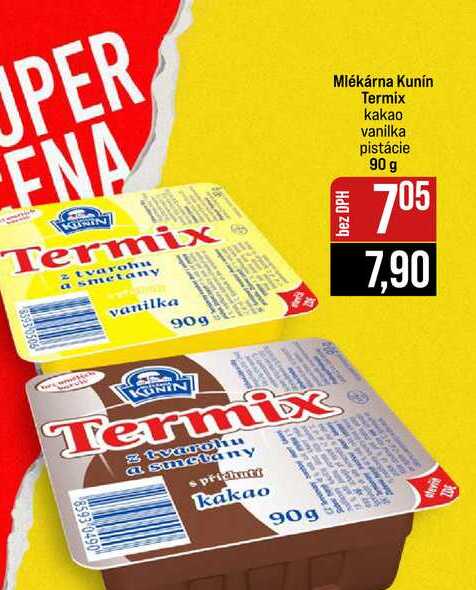 Mlékárna Kunín Termix kakao vanilka pistácie 90 g
