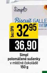 Simpl polomáčené sušenky v mléčné čokoládě 150 g