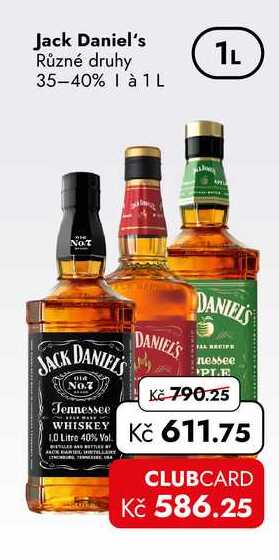 Jack Daniel's Různé druhy 35-40% 1L