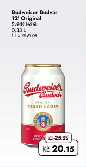 Budweiser Budvar 12° Original Světlý ležák 0,33 L