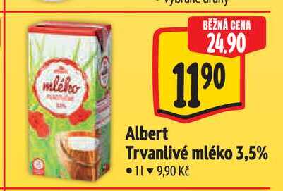 Albert Trvanlivé mléko 3,5% 1 l