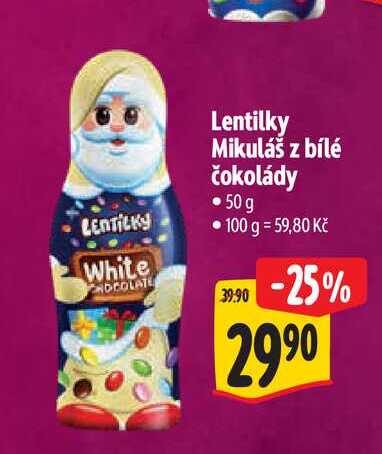 Lentilky Mikuláš z bílé čokolády 50 g