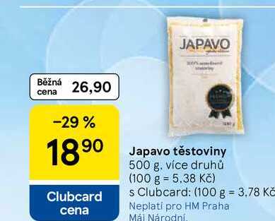 Japavo těstoviny, 500 g, více druhů