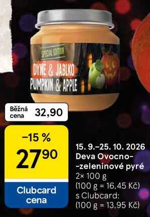 Deva Ovocno-zeleninové pyré, 2× 100 g