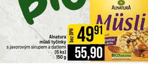 Alnatura müsli tyčinky s javorovým sirupem a datlemi (6 ks) 150 g 