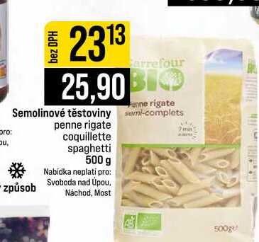 Semolinové těstoviny penne rigate coquillette spaghetti 500 g 