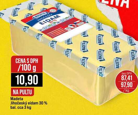 Madeta Jihočeský eidam 30% bal. cca 3 kg 100g