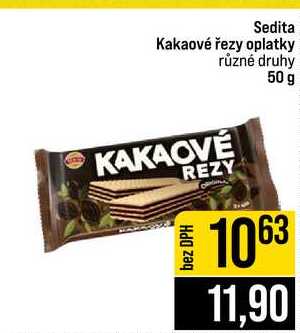 Sedita Kakaové řezy oplatky různé druhy 50 g 