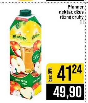 Pfanner nektar, džus různé druhy 1l
