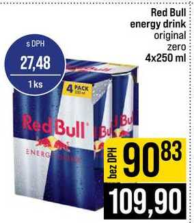 Red Bull energy drink original zero 4x250 ml 