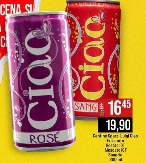 Cantine Sgarzi Luigi Ciao Frizzante Rosato IGT Moscato IGT Sangria 200 ml