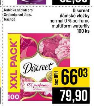 Discreet dámské vložky normal 0 % perfume multiform waterlily 100 ks