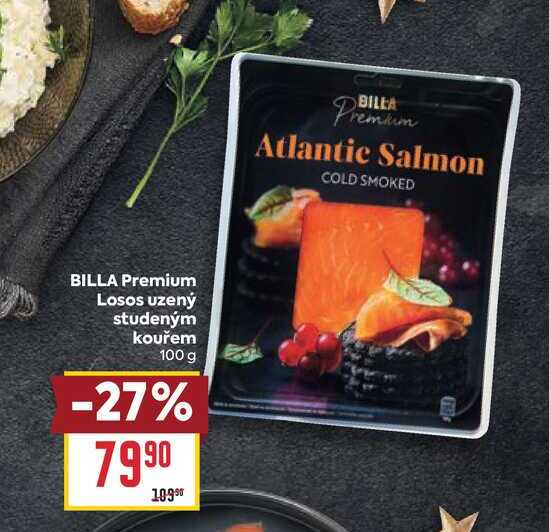 BILLA Premium Losos uzený studeným kouřem 100 g 