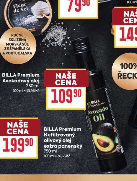 BILLA Premium Nefiltrovaný olivový olej extra panenský 750 ml