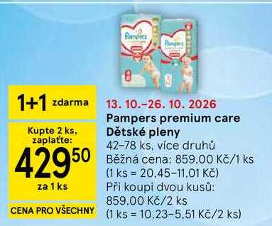 Pampers premium care Dětské pleny, 42-78 ks, více druhů