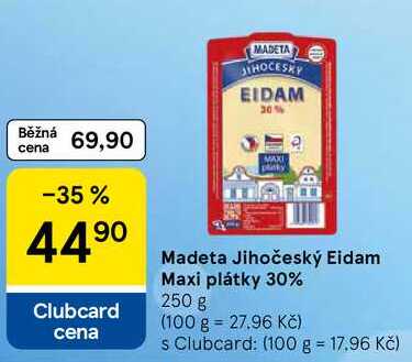 Madeta Jihočeský eidam 30% plátky, 250 g
